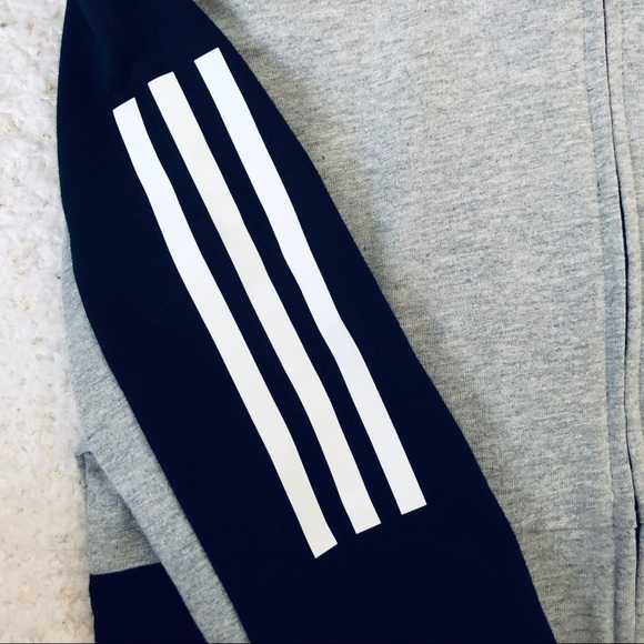 Adidas Gray Black Zip Up Hoodie Boys New Tag - Picture 5 of 8